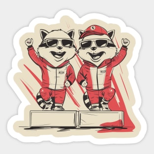 F1 funny Ferrari racoons, Carlos Sainz, Charles Leclerc, Formula 1 Graphic shirt (please send us a message if you want another custom design) Sticker